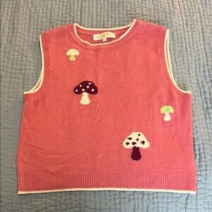Pink Mushroom Sweater Vest